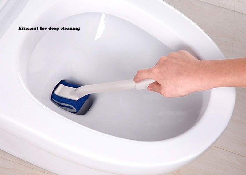 JWCE Toilet Brush Bowl Brush - Scratch-Free Curved Good Grip Easy to Use Deep Cleaning No Scratching, Anti-Splashing Easy to Store (2pc Blue) - Image 3